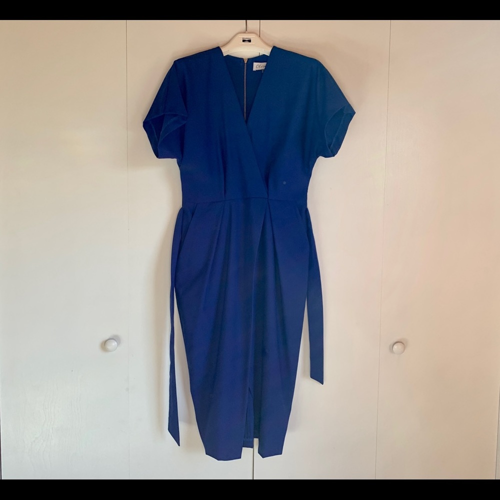 Cobalt front slit tie dress